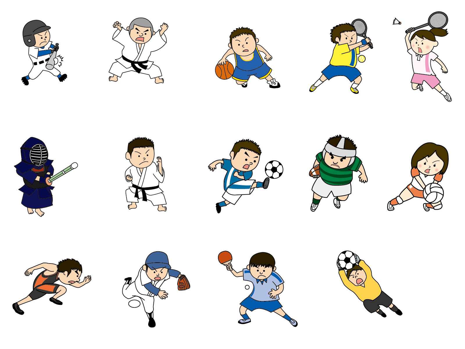 いろんなスポーツをやる子供たちのイラスト